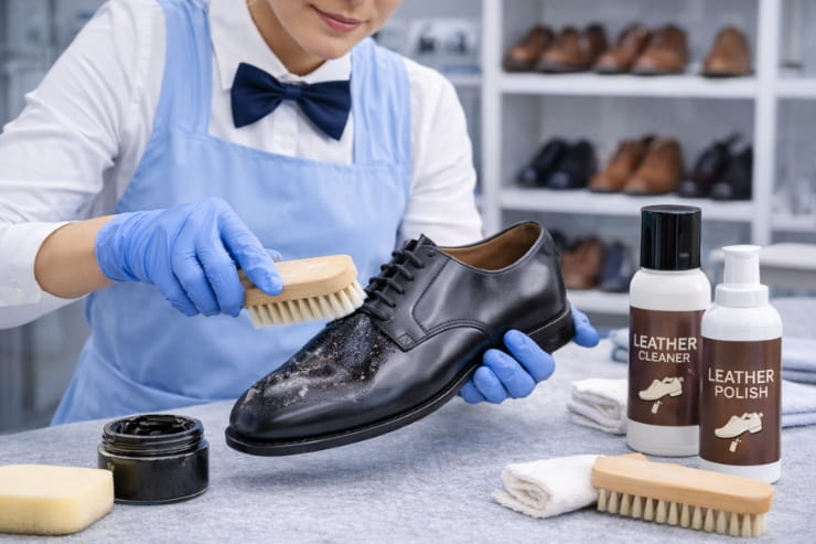 leather shoe cleaning and polishing service in Abu Dhabi