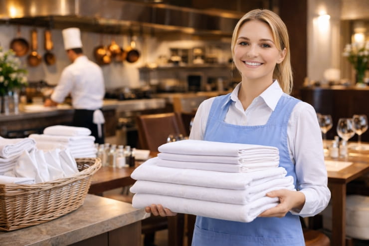 restaurant laundry service in Abu Dhabi for tablecloths and uniforms